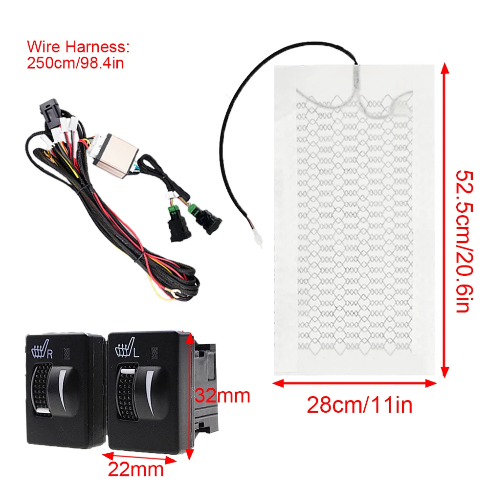 Built-in Car Seat Heater Kit 2 Seats 12V Carbon Fiber Heat Pad Poleless Paddle Switch Dual Control System Fit for Toyota Corolla