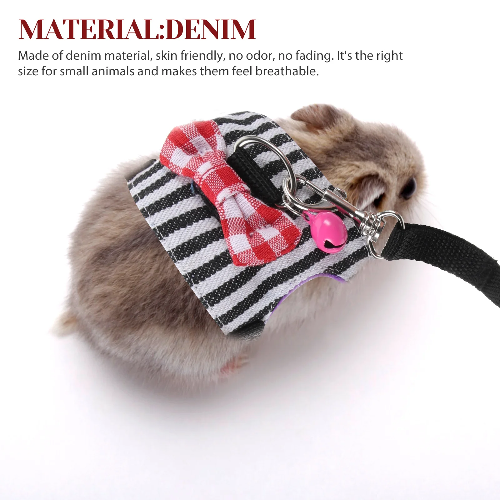 مجموعة حزام ومقود للحيوانات الأليفة الصغيرة من قماش الدنيم، ملابس أرنب مريحة وأنيقة قابلة للتنفس للصور والحفلات والنزهات