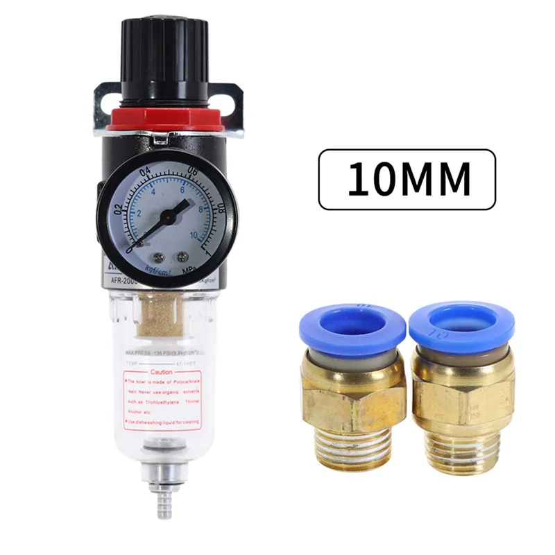 

ABRU-2X Air Filter Pressure Regulator 1/4 Inch AFR2000 Water Separator Air Tool Compressor Filter With 10MM Connector