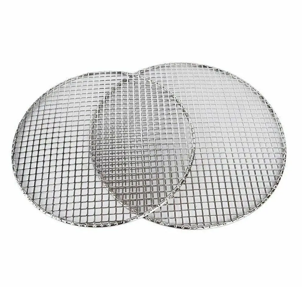 Round Barbecue Net Braided Grid Grill Camping Stainless Steel Mesh Net Bbq Net
