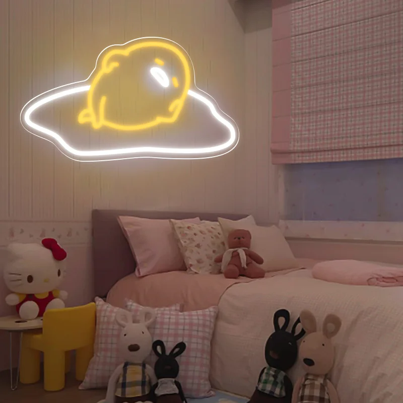 سانريو كسول البيض النيون USB بالطاقة LED النيون جدار ديكور لغرفة النوم غرفة الألعاب غرفة الطفل هدية مثالية للبنين فتاة #1