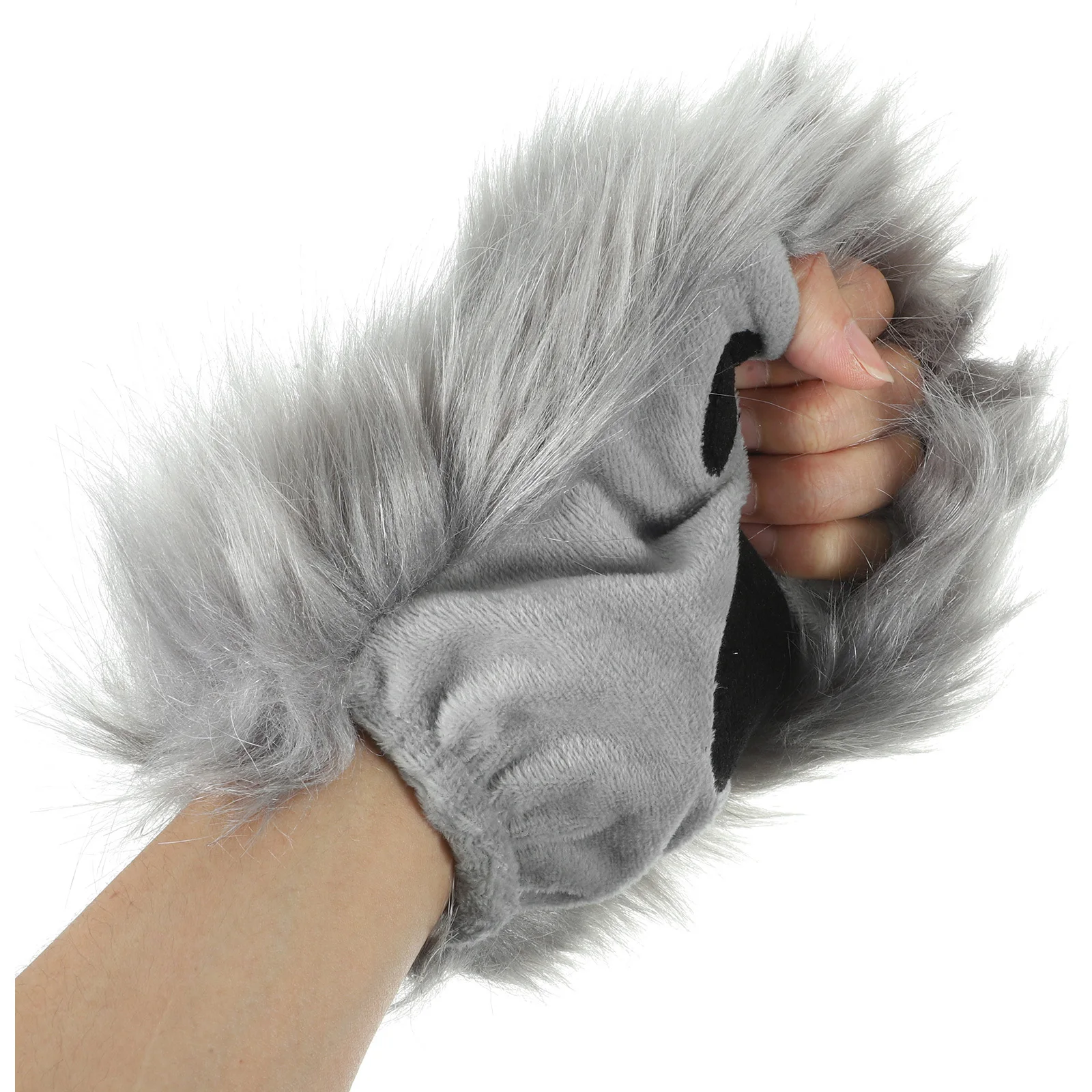 قفازات كفوف الحيوانات رمادية نصف إصبع قفازات صوف دافئة لجميع القديسين كوسبلاي شتاء دافئ هدية فريدة للأصدقاء #2
