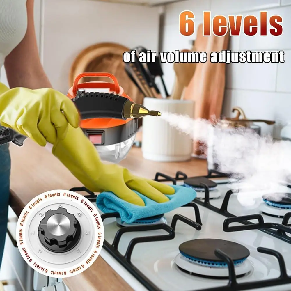 High Pressure Handheld Steam Cleaner 2500W 1000ml Water Tank 6 Gears Adjustable Portable Steamer Home Car Upholstery Cleaning