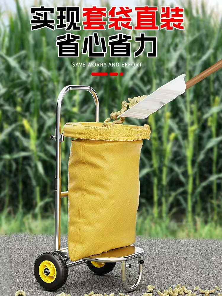 Bag Support Artifact Stand with Wheels Agricultural Grain Woven Bag Support Frame