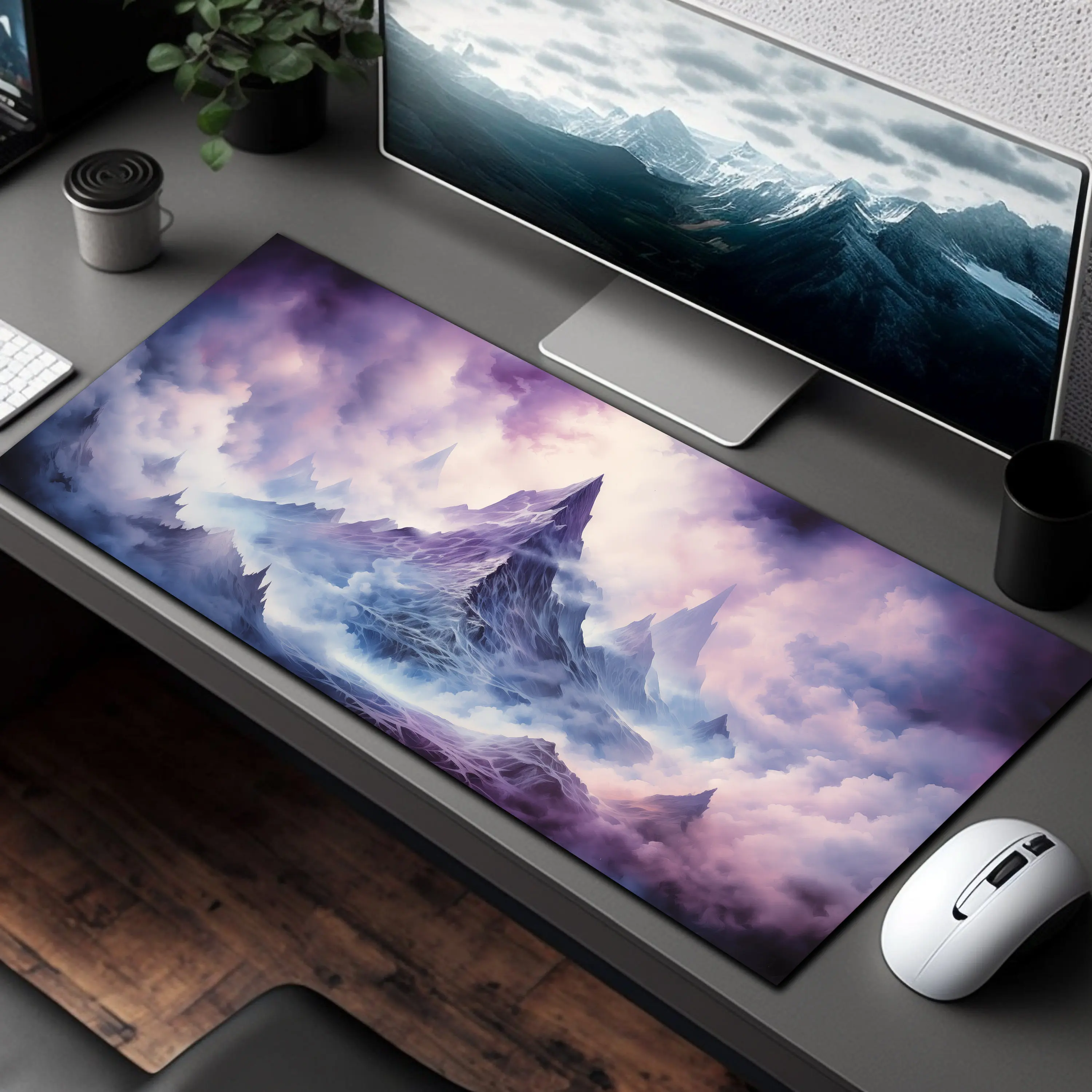 Mystical Mountain Smoke Deskmat,non-slip and Waterproof Mousepad,office and Gaming Desk Decoration Mat,perfect Gift for Friends.
