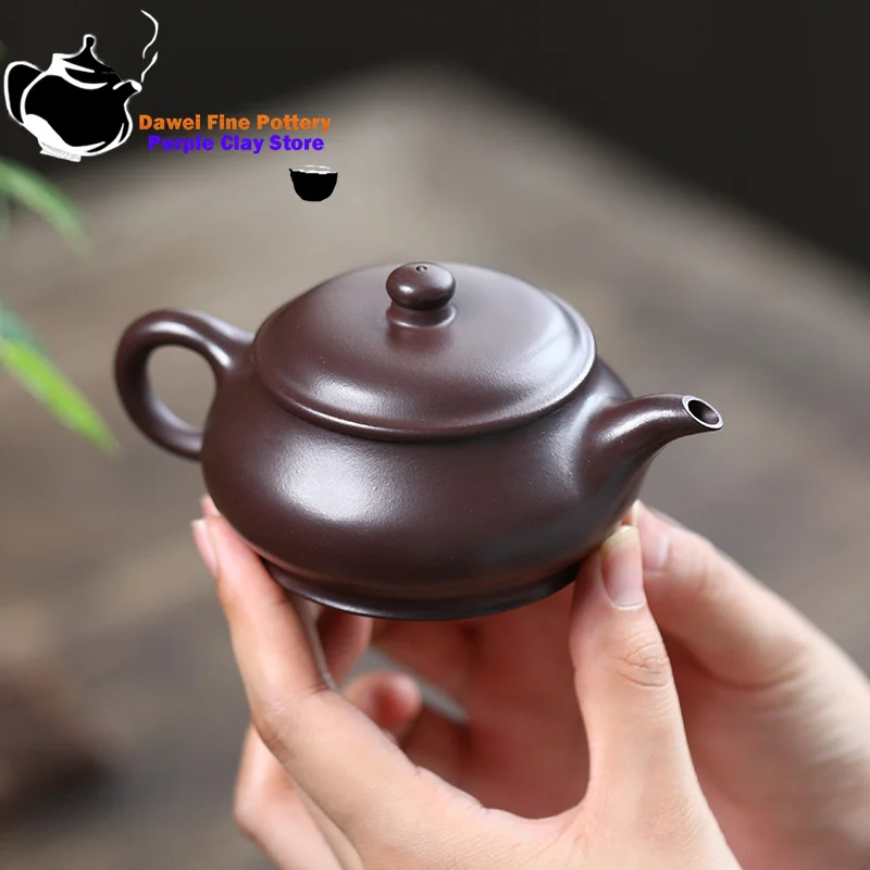 Yixing handmade purple clay teapot with push ball holes and a hundred mesh purple clay stove, Kung Fu tea set teapot