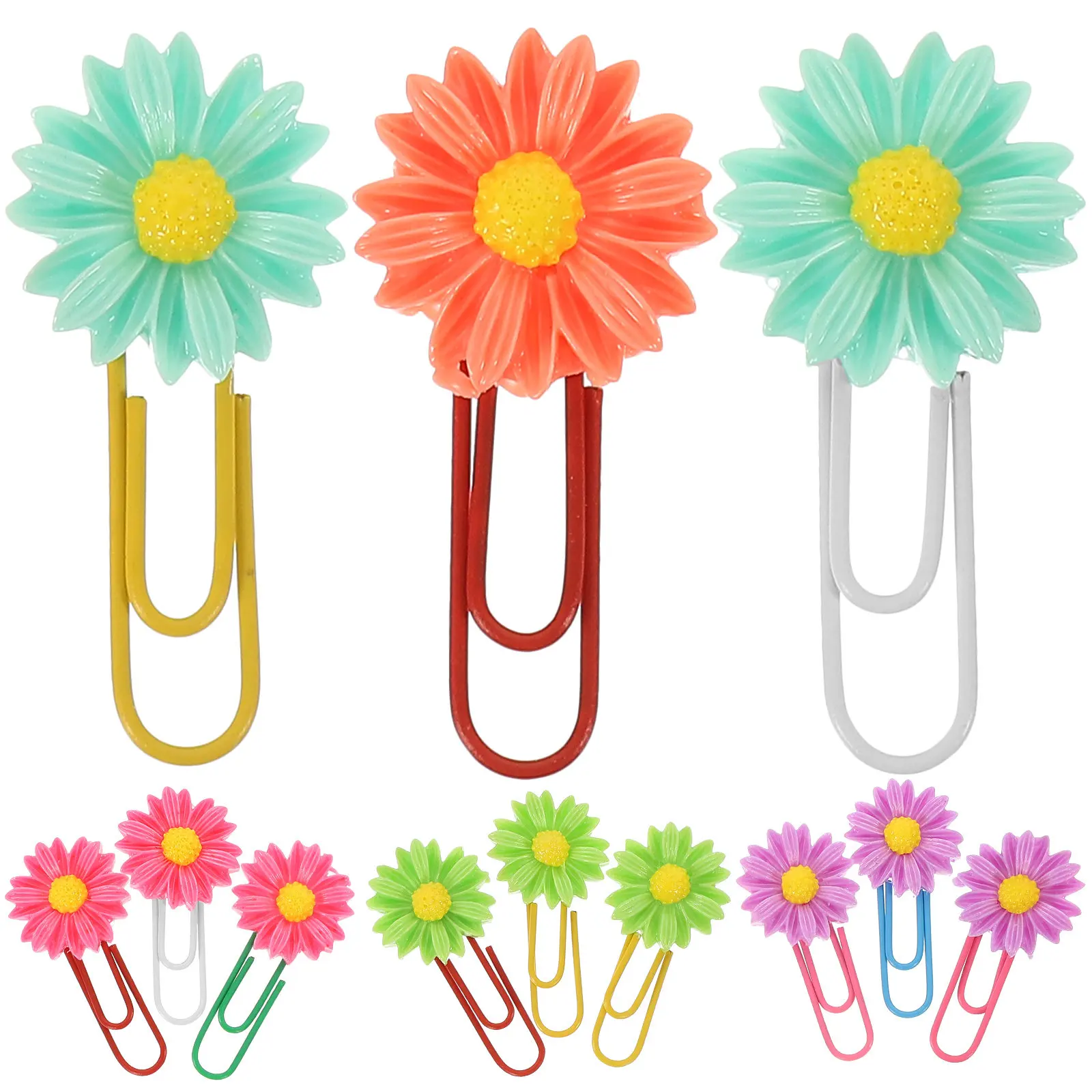 

12Pcs Floral Bookmark Paperclips Elegant Gold Plated Flower Paper Clips Cute Decorative Mini Metal Paperclips for Wedding