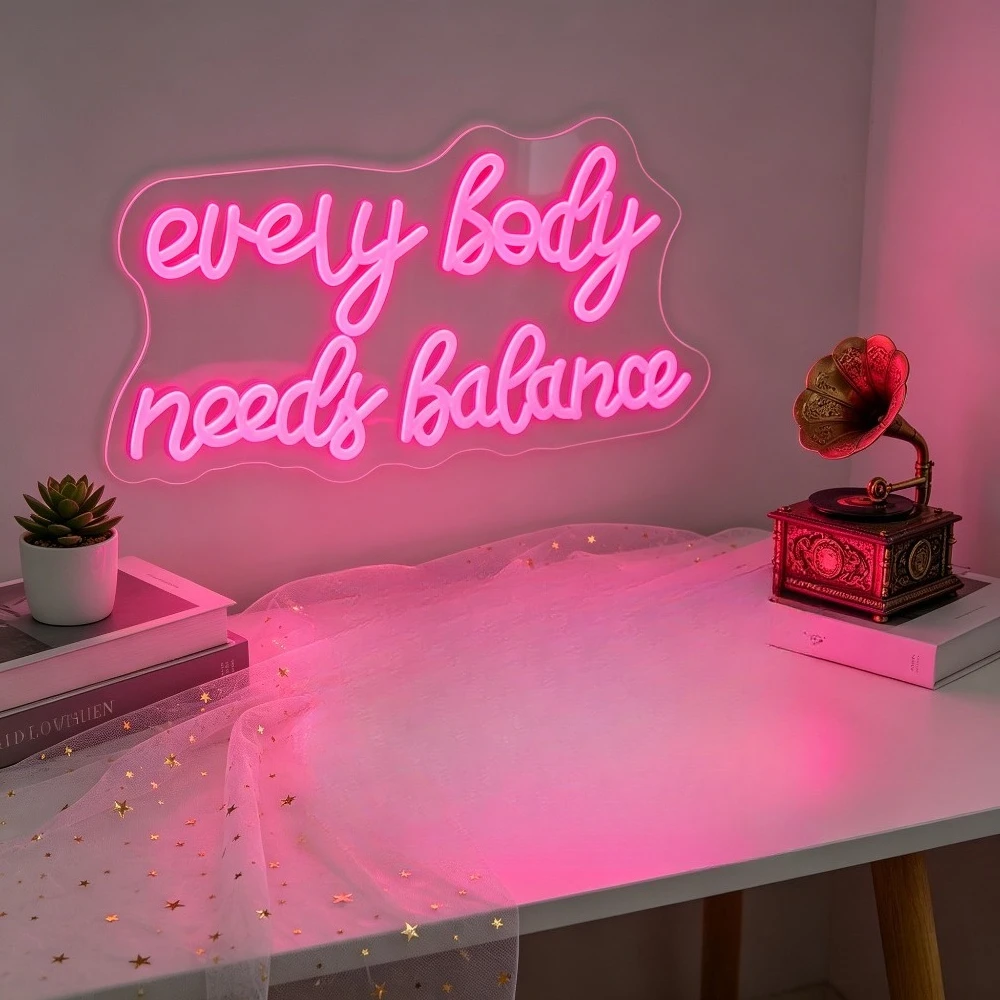 Home Gym Needs - Neon Sign Everybody Needs Balance LED