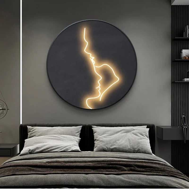 Modern Minimalist Porch Art Decorative Painting Circle Painting Abstract Interior Painting Wall Lamp Living Room Bedroom Bedside