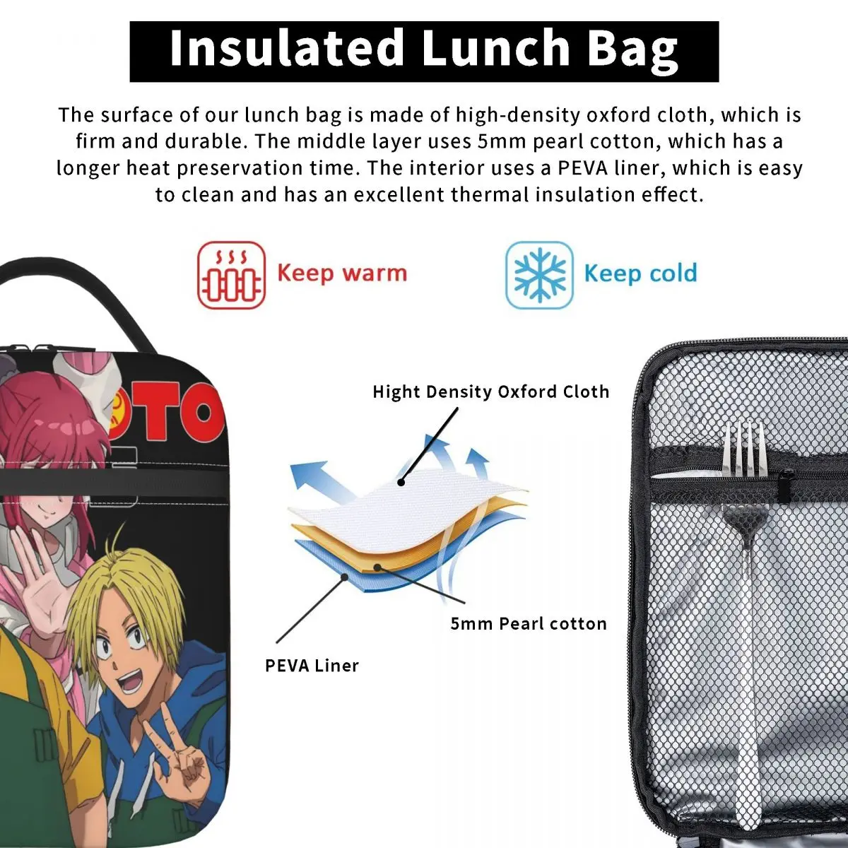 Sakamoto Days Lunch Bag For Women Print Lunch Box Aesthetic Office Cooler Bag Portable Insulated Oxford Thermal Tote Handbags