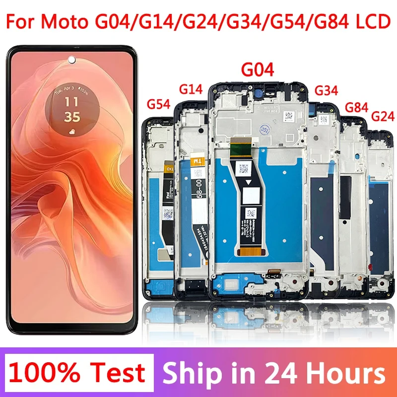 Touch Screen Substituição Digitador Com Moldura, Display para Motorola Moto G04 G14 G24 G34 G54 G84, AAA Plus