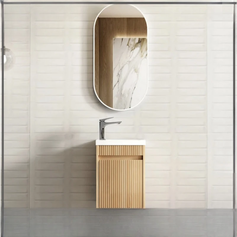 

Oak French small bathroom cabinet set, bathroom, washbasin, wash basin, wall-mounted storage cabinet