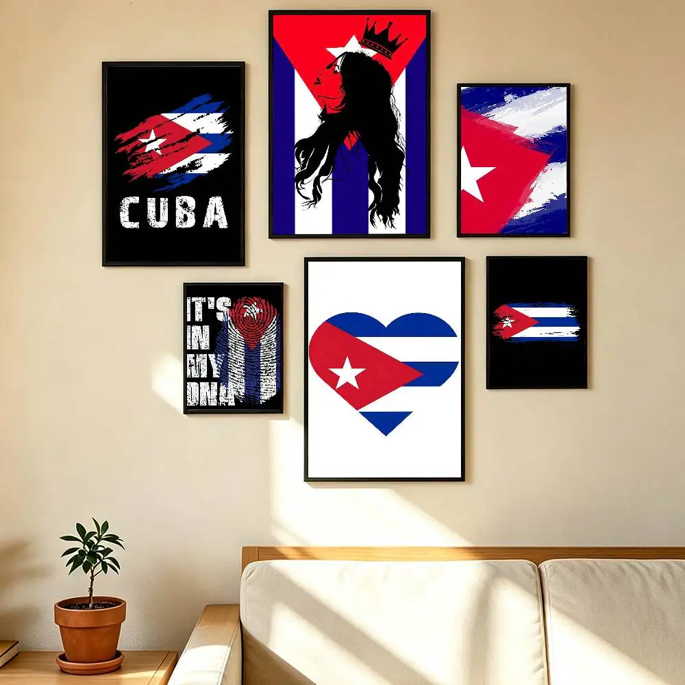 Flag Cuba Poster Waterproof Wall Art Sticker For Bar Living Room Vintage Decor High Quality Print Gift