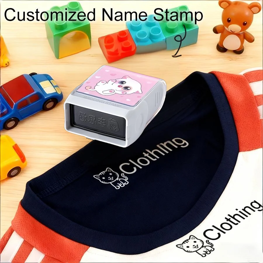 

Custom Name Stamp for Kids Clothes-Waterproof Clothing Label Maker | Anti-Loss School Bag Tags|Black&White Ink,Kindergarten Gift
