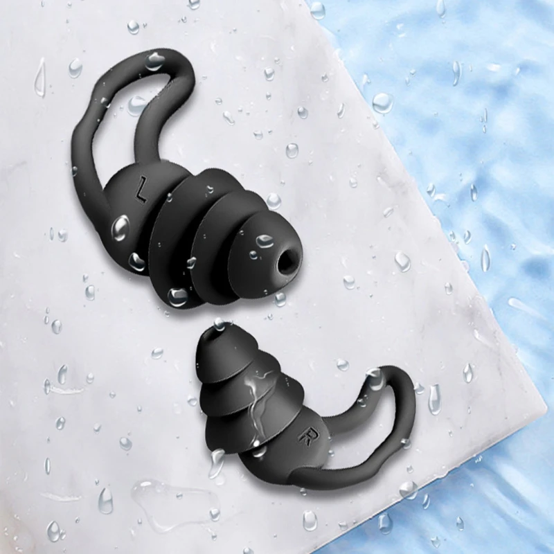 2pcstrês camadas tampões ouvido para dormir tampões ouvido reutilizáveis ​​de silicone com cancelamento ruído