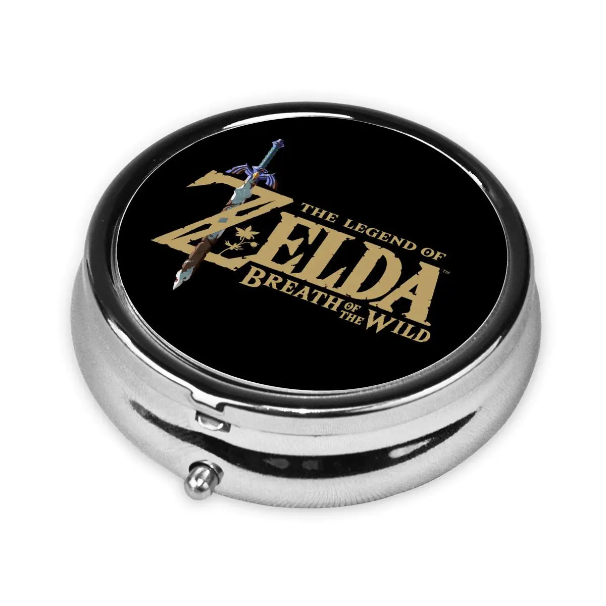 Zelda Legend Skullies Portable Pill Box for Pocket or Purse Pill Case Decorative Metal Medicine Vitamin Organizer Unique Gifts