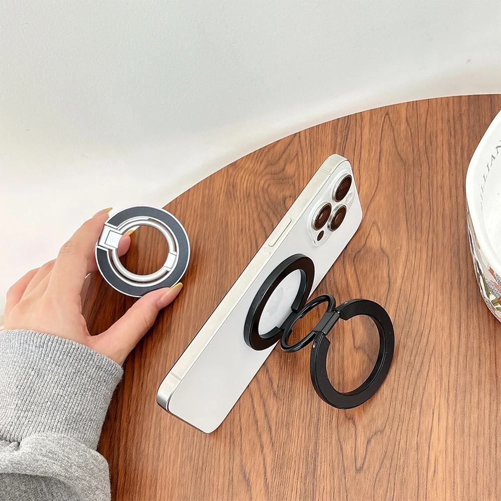 For Magsafe Magnetic Double Sided Magnetic Suction 1Pcs Strong Suction Rotating 360 Wall Stickers Everywhere Folding Ring Phone
