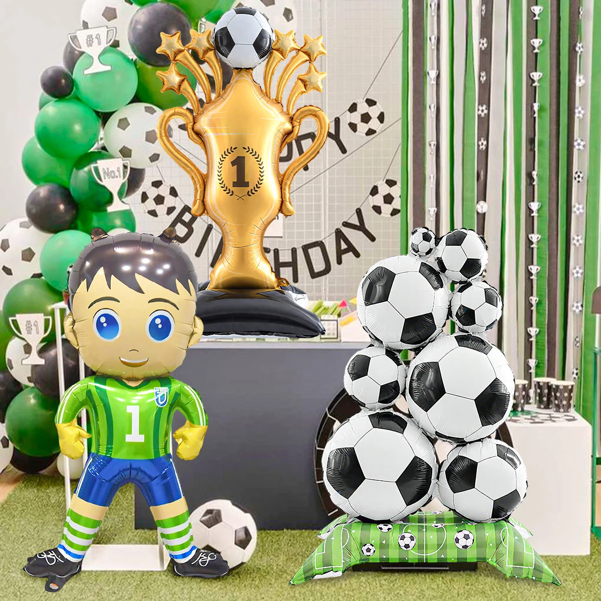 1pc Football Party Balloon Set, Goalkeeper, Football Trophy, Football Pile Balloons, Football Birthday Party Decoration
