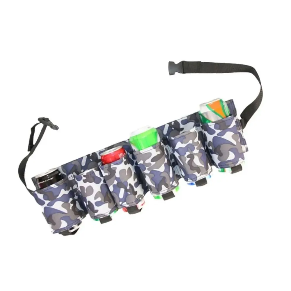 

6 Pockets Beer Storage Waist Bag Camouflage Adjustable Beverage Storage Fannypack Lightweight Portable