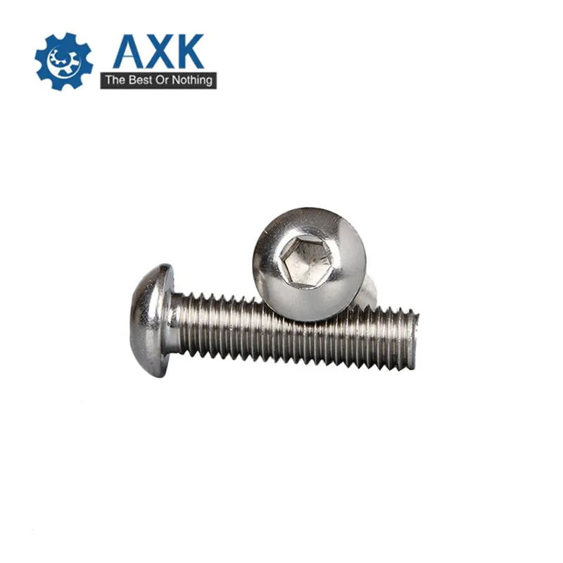 Axk 50Pcs M2 M2.5 M3 M4 M5 304 Rvs A2 Ronde Kop Schroeven Paddestoel Zeshoekschroeven schroef