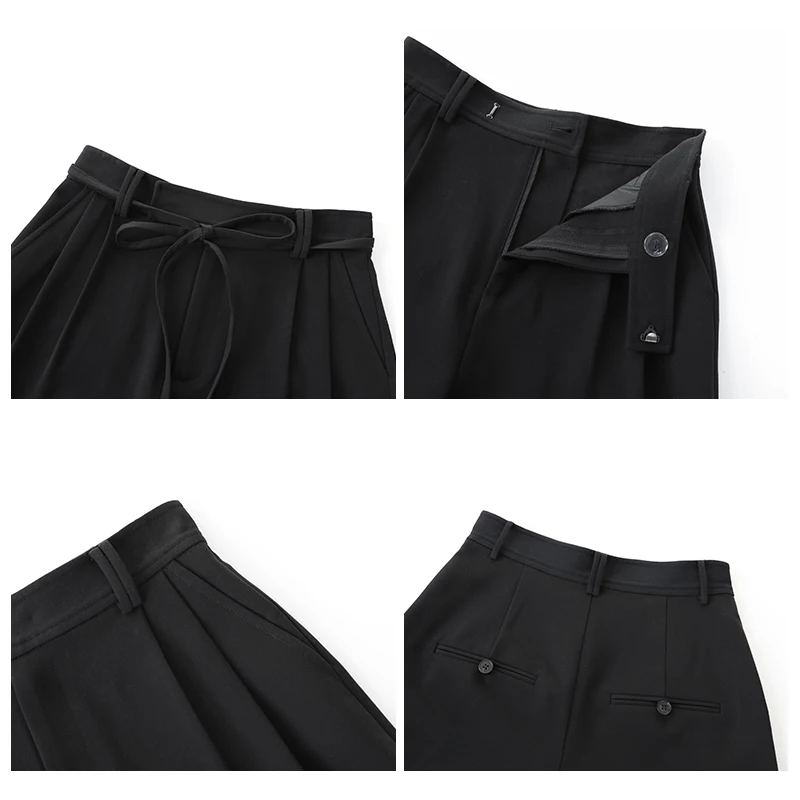 CHIC VEN Women Shorts Solid Casual A-line High Waist Lace Up Crimped Wide Leg Lady Suit Shorts Female Spring Summer 2022