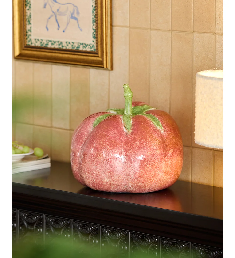 Home New Chinese Ceramic Pumpkin Ornament "Fan'an Shunsui" Medieval Niche Auspicious Creative Ornament