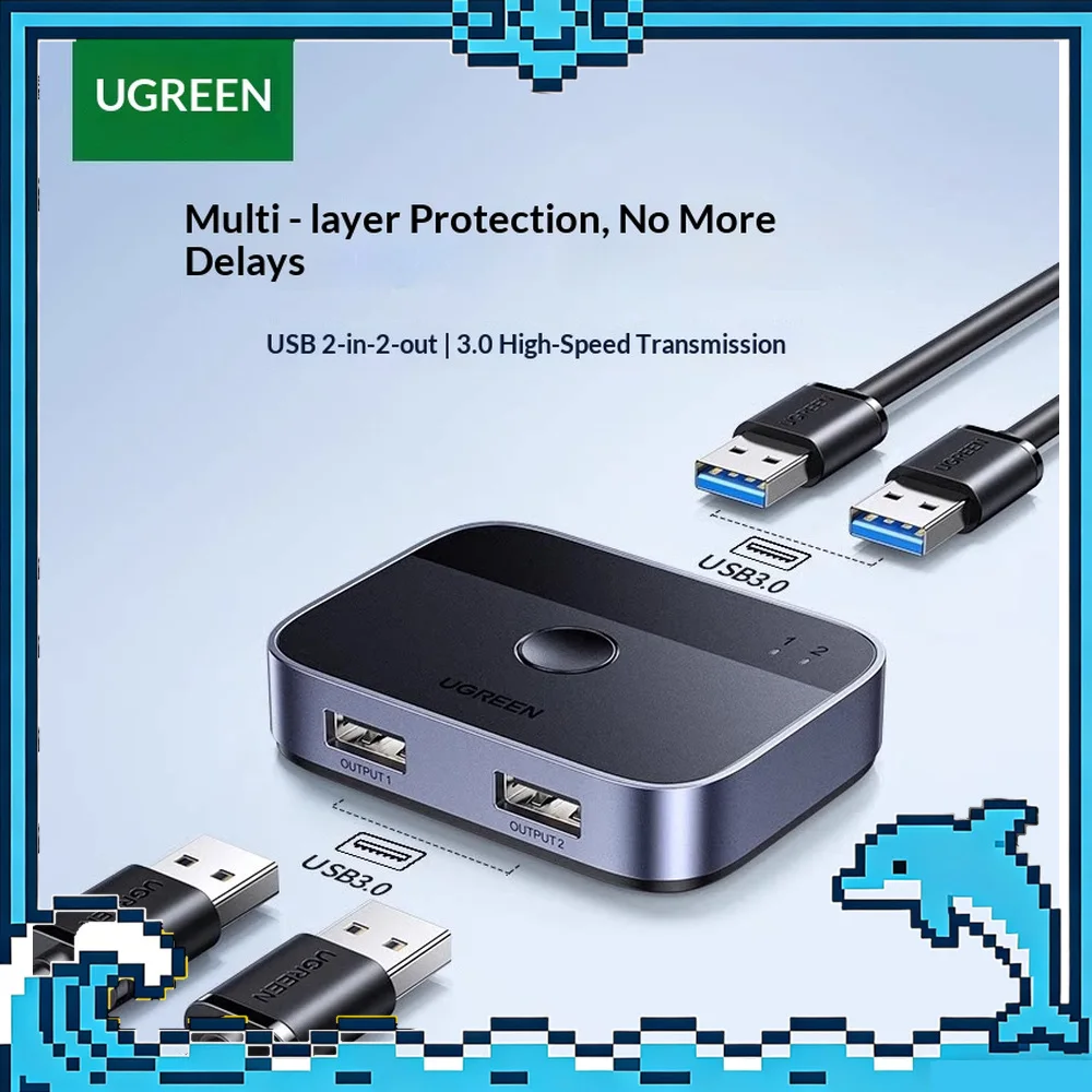 UGREEN CM757 35313 USB 3.0 Sharing Computers USB Devices 2 In 2 Out with Cables
