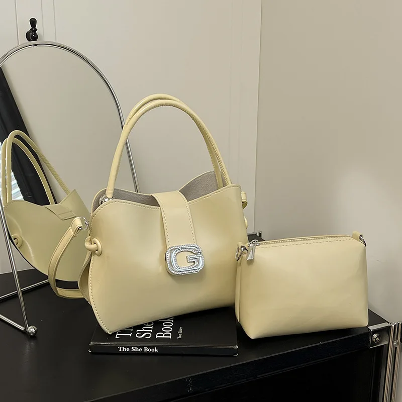 

2025 Minimalist Nested Bag Set: Soft Leather Tote with Detachable Pouch, Convertible Crossbody for Everyday Use​