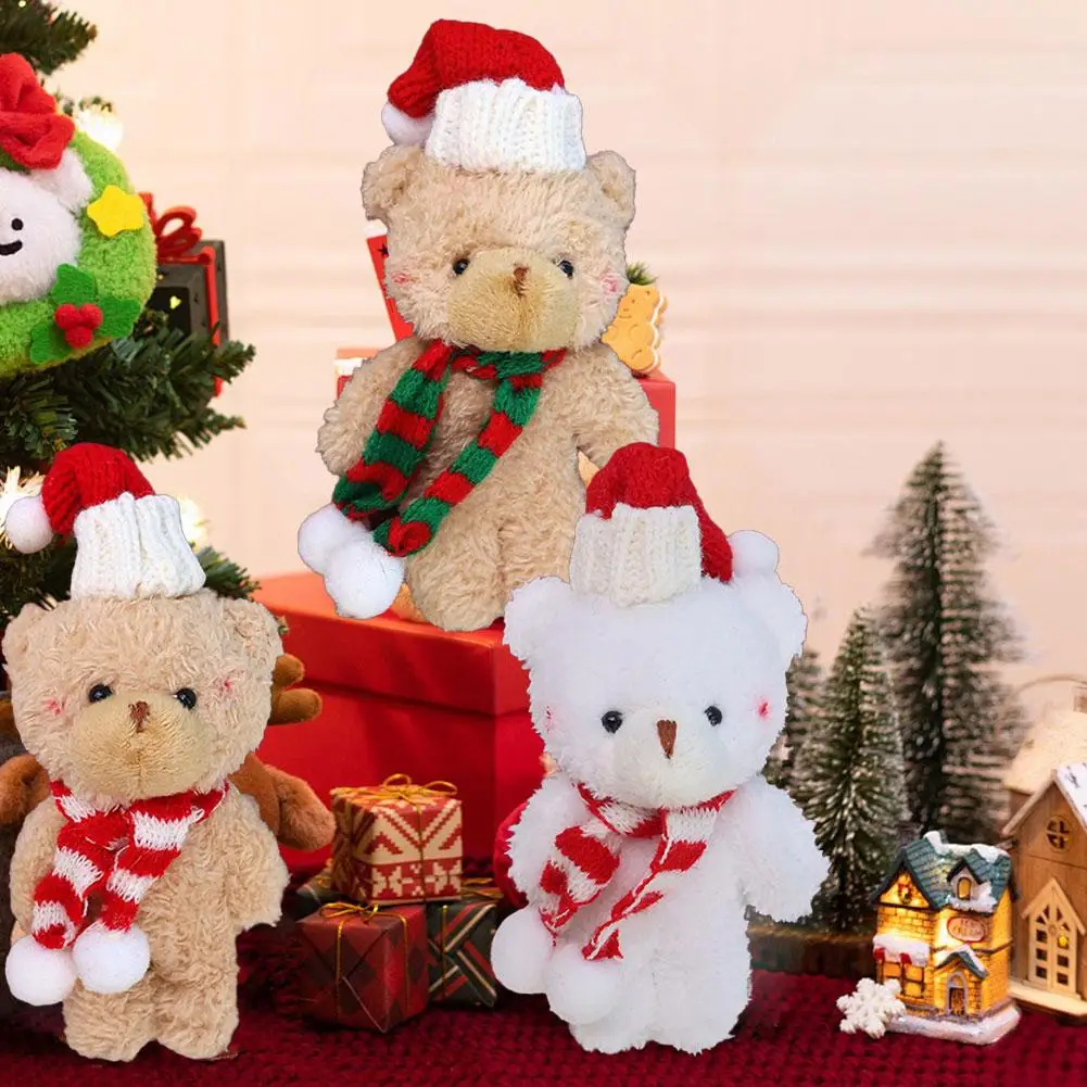 12cm Cute Blush Teddy Bear Plush Toys Cartoon Rabbit Bunny Animal Plush Stuffed Dolls Keychain Pendant Mini Christmas Bear Doll