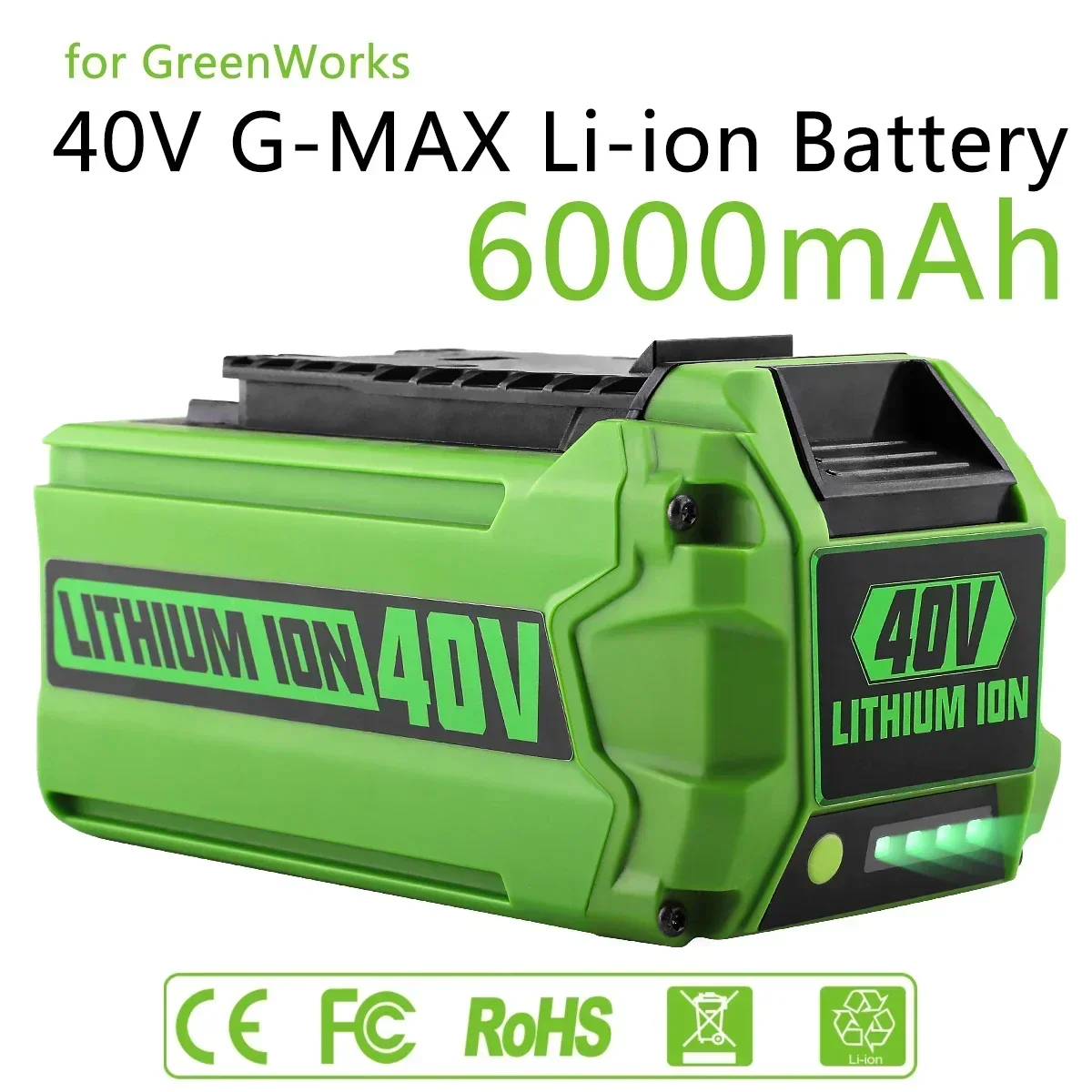 Per utensili elettrici per tosaerba per batterie Greenworks 40V Batteria sostitutiva agli ioni di litio G-MAX da 6 Ah