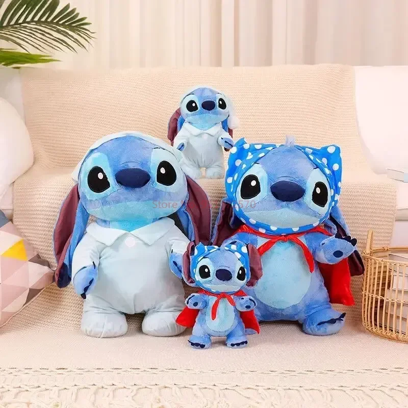 Disney Stitch 25/50 см пижамы, плащ, серия Kawaii, плюшевые куклы, игрушки, мягкая игрушка, подушка для спинки дивана, детские рождественские подарки