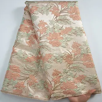 2025新非洲錦緞蕾絲布料,尼日利亞法式薄紗提花蕾絲,5碼長,適用於縫製女士派對禮服 A3326 8 最佳銷售 尼日利亞錦緞布料 - №5