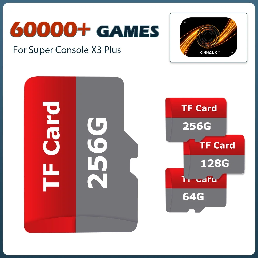 Kinhank X3 Plus Game Card For Super Console X3 Plus Retro Game Console With 60000 Game For PSP/PS1/Sega Saturn/DC/MAME