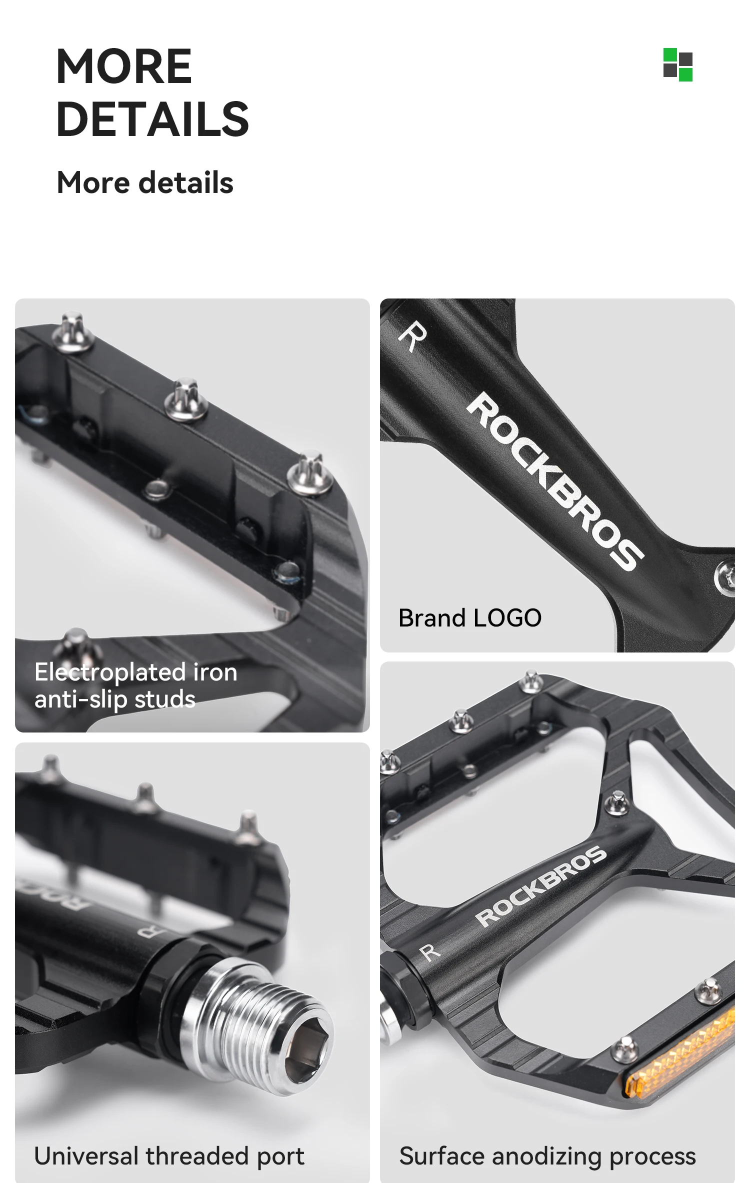 ROCKBROS Fahrradpedal Rutschfest Langlebig Einlagiges Aluminiumlegierungs-Reflexionspedal Hohldesign Leichtes Rennradpedal – Detail 11