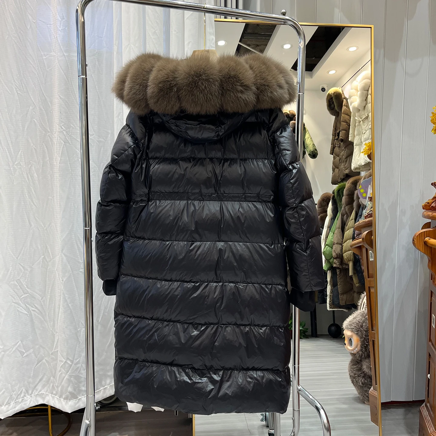 طويل طول الفراء طوق أسفل Jaet المرأة ثي الدافئة ملابس خارجية Tagkita الكورية Sle مستقيم قطع معطف الشتاء #4