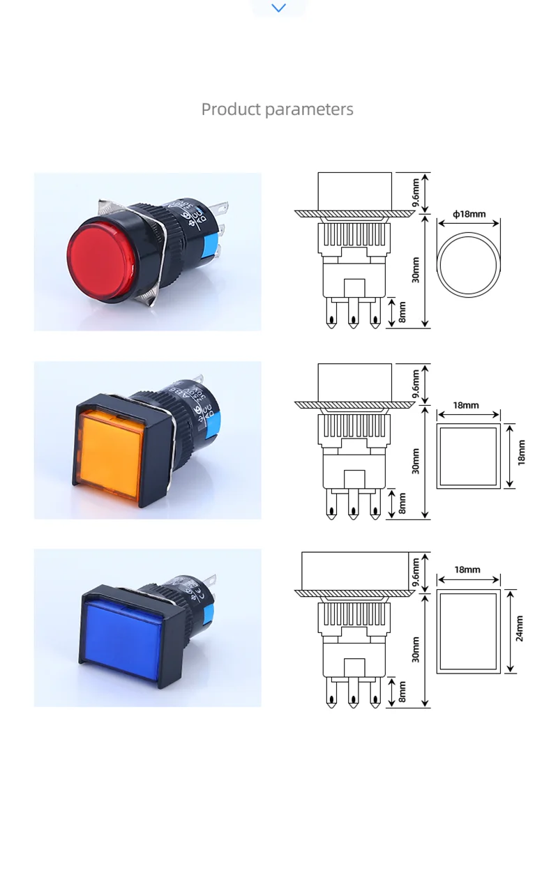 La16-11 16mm Button Switch Self-locking / Reset / Instantaneous 3-pin No + NC 6-pin 2No + NC 3A / 250VAC Blue Green Red White