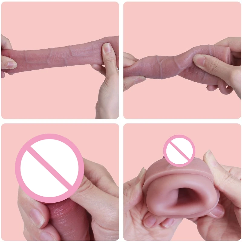 S/L Penis Enlargement Sleeve Soft Liquid Silicone Penis Extender Sleeve Sex Toy for Men Delay Ejaculation Adult Toys Sex Shop