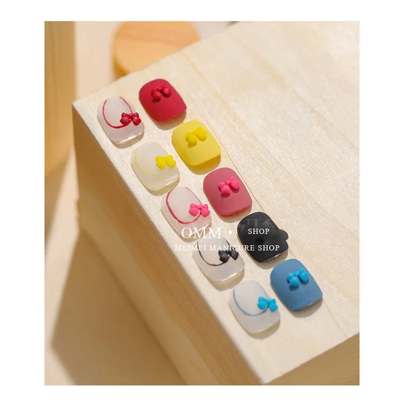 30 teile/beutel Kawaii Mini Bär Bogen 3D Nette Nail art Dekorationen Macaron Matte Bären Nägel Charms Designs DIY Harz Nagel zubehör – Detail 5