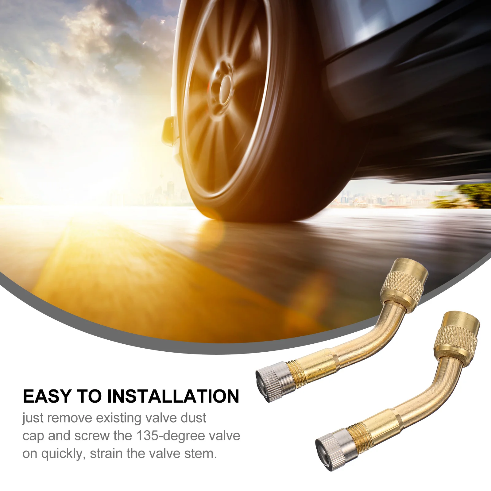 

2pcs 135 Degree Tyre Extension Adaptor Brass Stem Extender For Car Truck Motorcycle Rv 135° Tire Valve Extension Rod