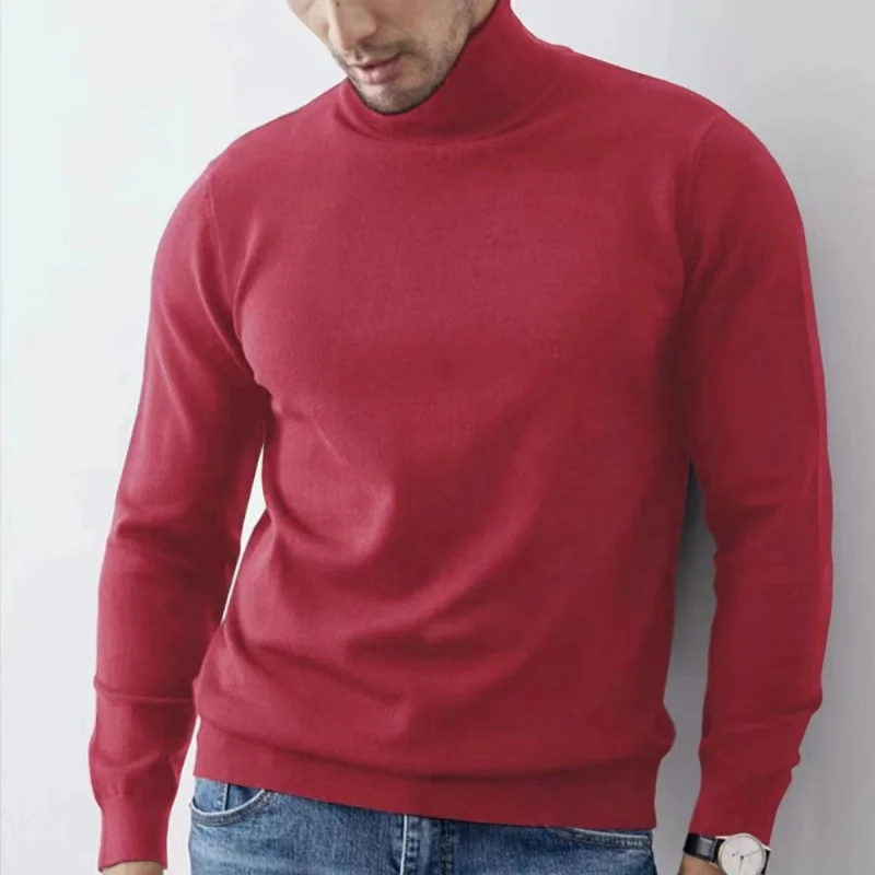 

European and American Style 's Inner Wear Autumn Winter Fleece Lined High Neck Long Sleeve Shirt Men's Pullover Warm Base Shi
