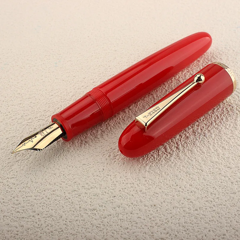 Imagem -02 - Pulsação Nib Jinhao-9019 Caneta-tinteiro Office Writing Pen Grande Conversor Vermelho Vívido Tamanho Grande Tamanho Grande f m Nib