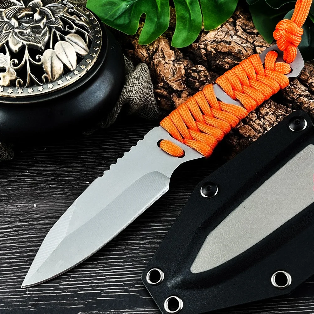 Ergonomic Handle Fixed Straight Knife Protection Sleeve Ensuring Safe Storage Carrying Knife 8Cr13MoV Steel Rubber Cord Handle