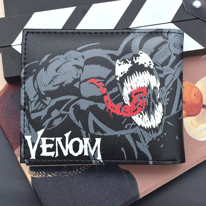 New Foldable Wallet Marvel Avengers Anime Figures Venom Cartoon Pu Wallet Men's Animation Cosplay Coin Purse Birthday Gifts