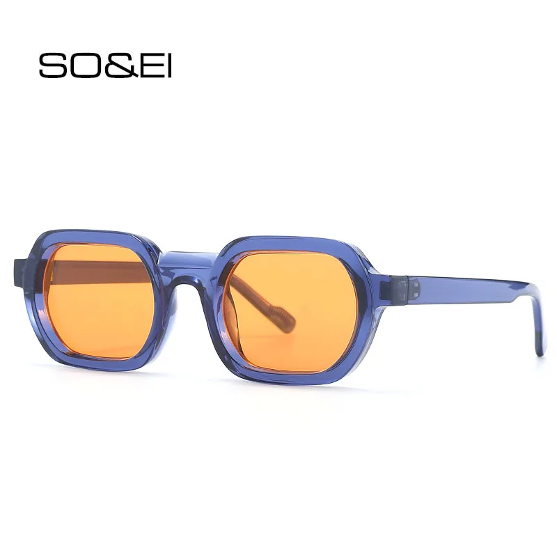 SO&EI Retro-Sonnenbrille mit Metallscharnier, quadratisch, UV400