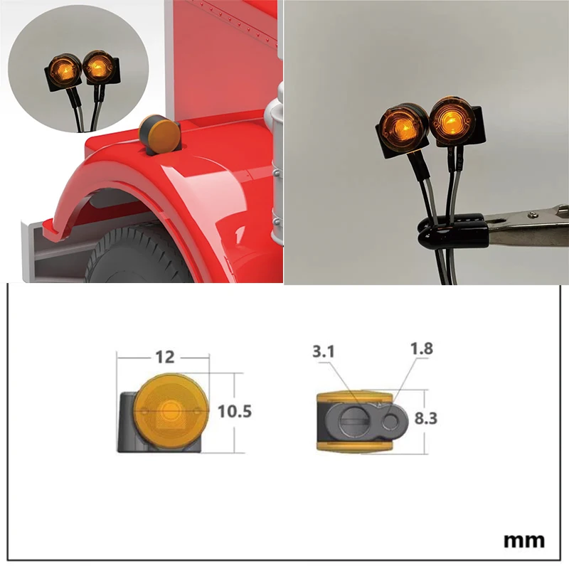 1/14 RC Truck LED Clearance Position Light for Tamiya Tractor Truck King Hauler Globe Liner Upgrade Parts
