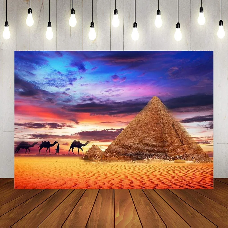 Egyptian Pyramid Backdrop Sunset Scenery Camel Background Adult Boy Girl Artistic Portrait Nature Scenic Children Travel Banner