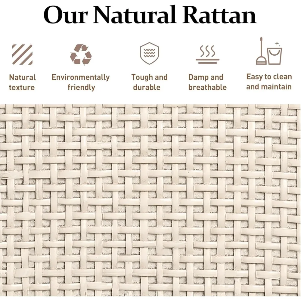 53 Rattan Coffee Bar Cabinet with 2 Doors and 2 Drawers, Boho Sideboard Buffet Cabinet, Modern Farmhouse Console Table