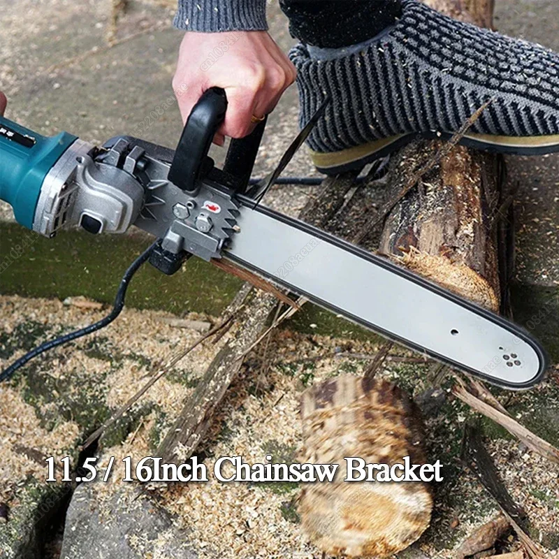 New 12 / 16Inch Chainsaw Attachment For Angle Grinder, Electric Chain Saw With Transparent Fuel Tank, Logging Saw