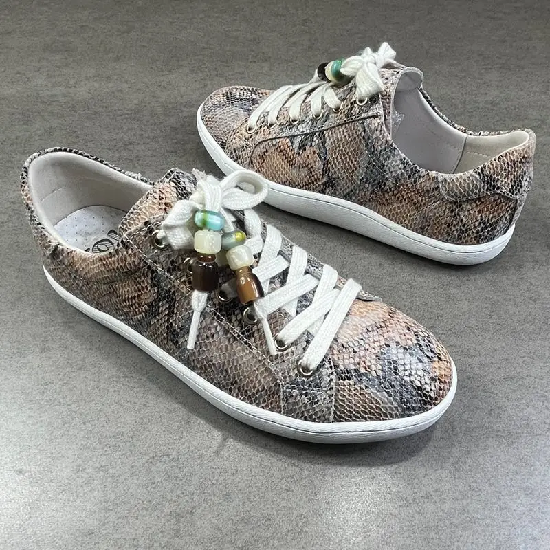 

2026 high-end men's shoes snake pattern leather soft sole casual shoes fashionable low top versatile board shoes sports shoes