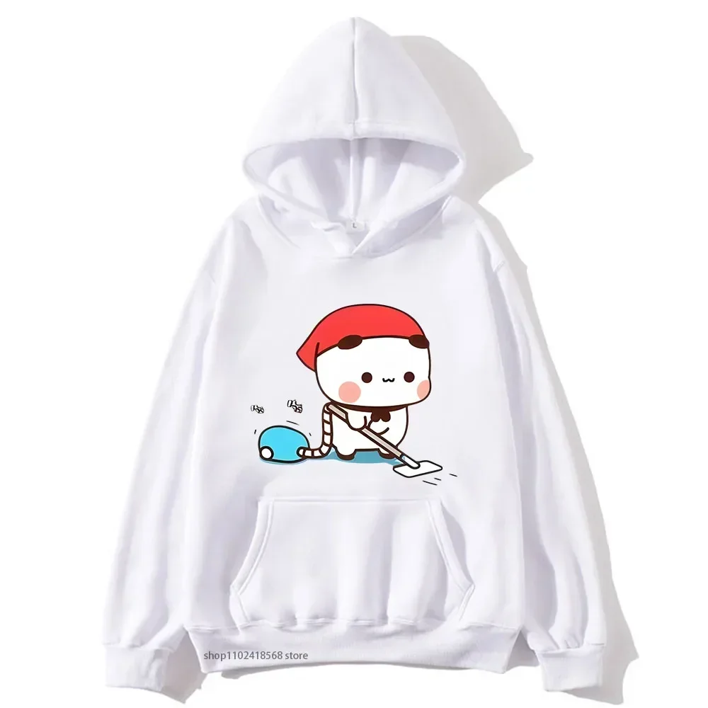 Panda Bear Brownie Sweatshirt Kawaii DuDu and BuBu cleaning their house Hoodies Winter Autumn Coats Couple Clothes for Women Men